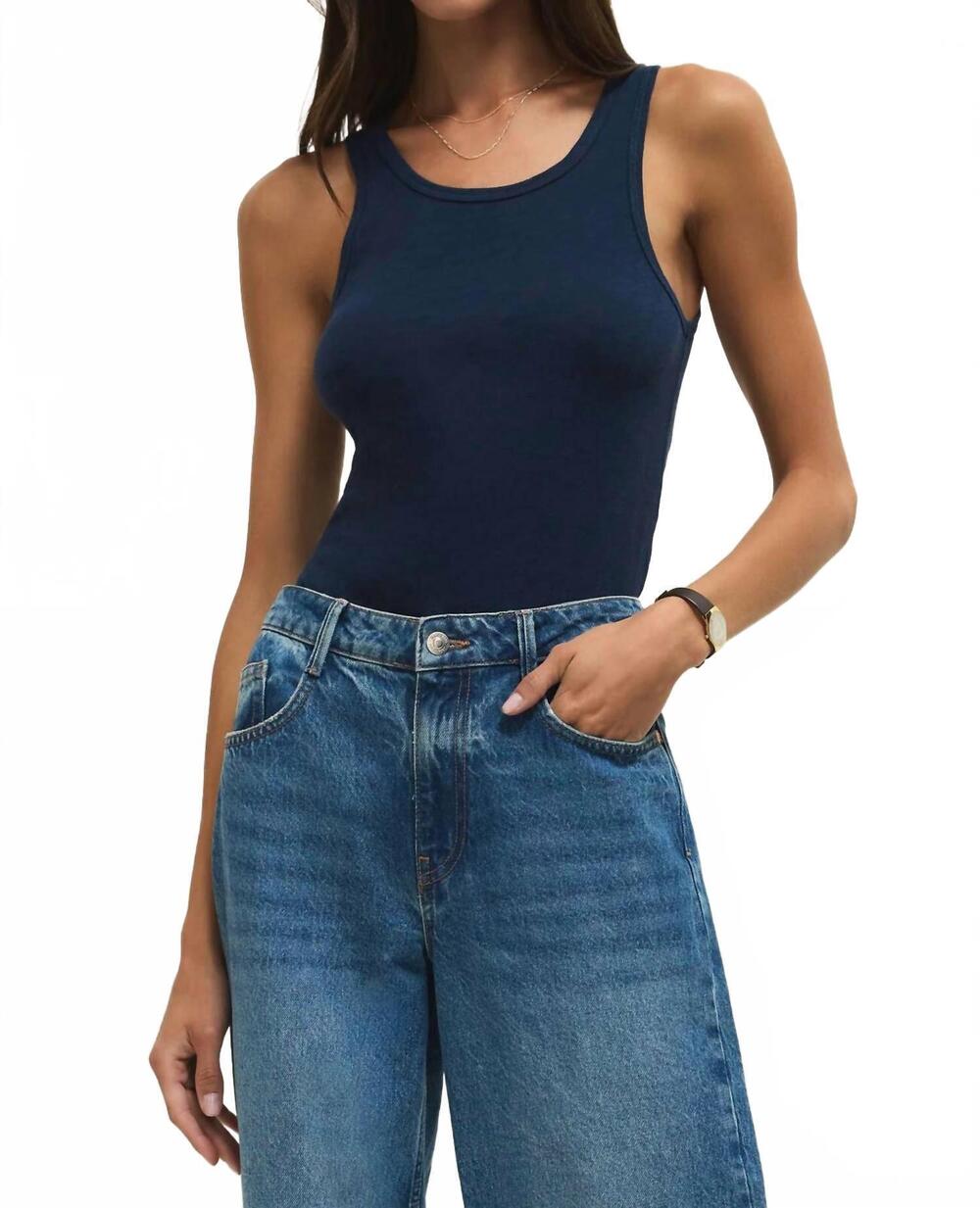 NEW Z SUPPLY classic slub scoop tank top in indigo